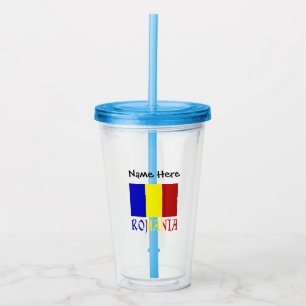 Romania Romanian Flag Black Personalisation  Acrylic Tumbler