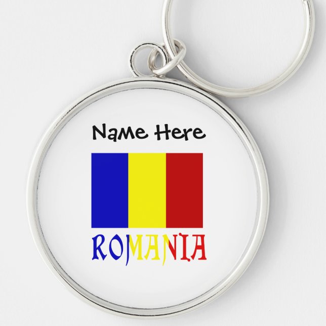 Romania Romanian Flag Black Personalisation  Key Ring (Front)