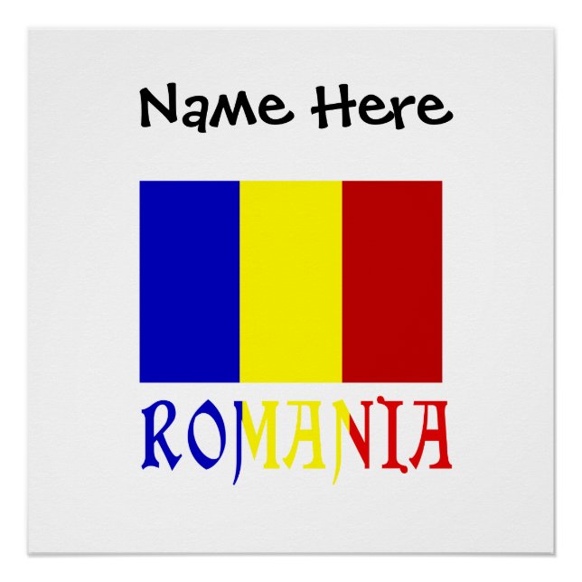 Romania Romanian Flag Black Personalisation  Poster (Front)
