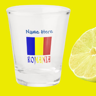 Romania Romanian Flag Blue Personalised Shot Glass