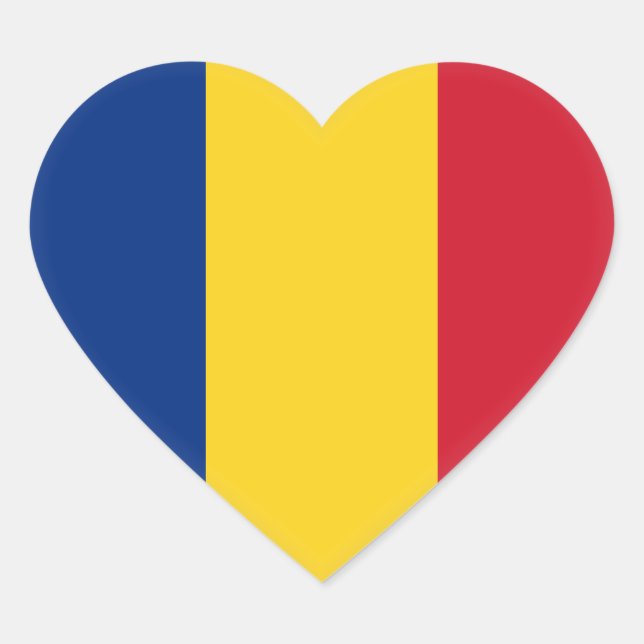 Romania (Romanian) Flag Heart Sticker (Front)
