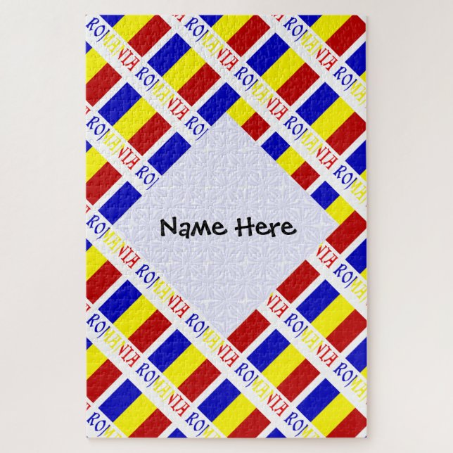 Romania Romanian Flag Titled Black Personalisation Jigsaw Puzzle (Vertical)