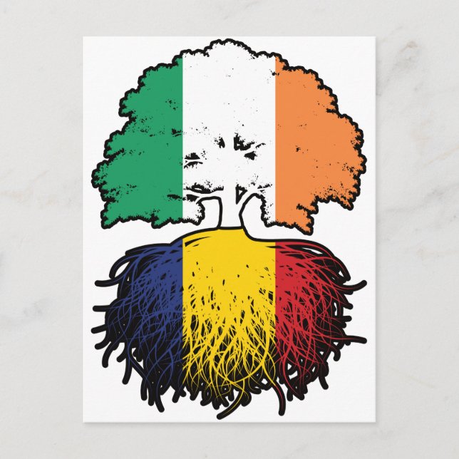 Romania Romanian Irish Ireland Tree Roots Flag Postcard (Front)