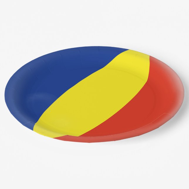 Romania Romanian Romansk Romanski Flag Paper Plate (Angled)