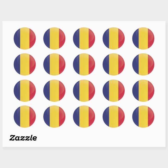 Romania  Round Icon Flag Classic Round Sticker (Sheet)