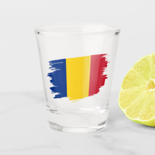 Romania Shot Glass, Patriotic Romanian Flag Glass