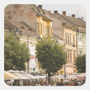 Romania, Sibiu. New Town. RF) Square Sticker