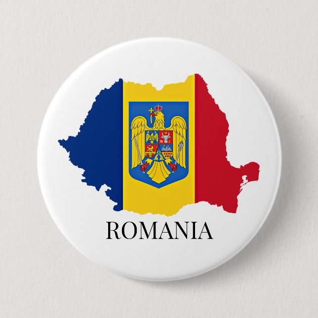 Romania Silhouette, labelled, 7.5 Cm Round Badge (Front)