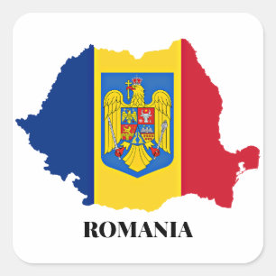 Romania Silhouette, labelled, Square Sticker