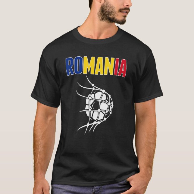 Romania Soccer Ball In Net  Support Romanian Footb T-Shirt (Front)