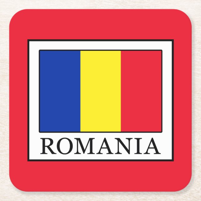 Romania Square Paper Coaster (Front)