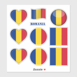 Romania stickers & Romanian Flag, Heart /sports
