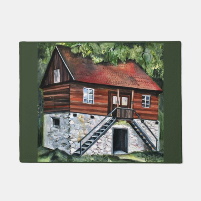Romania - Traditional House - acrylic painting Doormat (Front)
