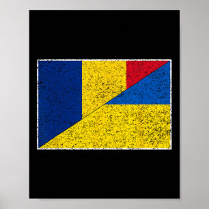 Romania Ukraine Flag Romanian Ukrainian Pride Nati Poster