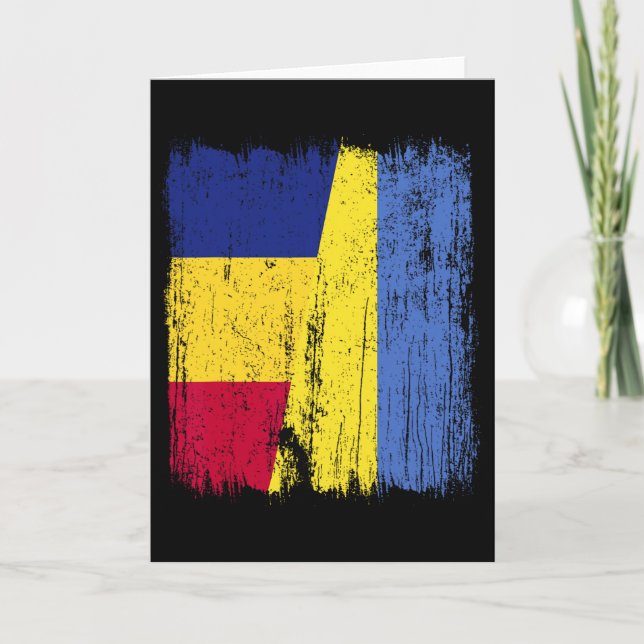 Romania Ukraine Half Flag Romanian Ukrainian Herit Card (Front)