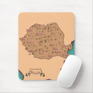Romania Vintage Counties Map Mouse Mat