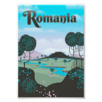 Romania Vintage landscape travel poster
