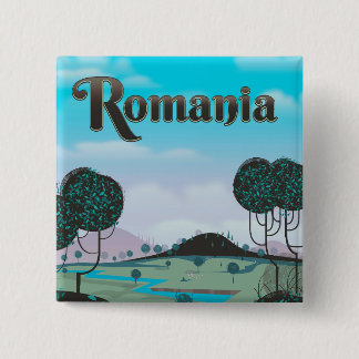 Romania Vintage landscape travel poster 15 Cm Square Badge