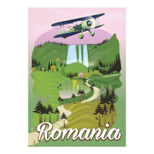 Romania vintage style travel poster