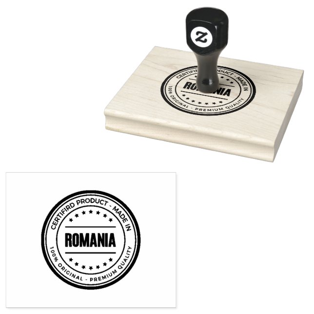 ROMANIA Words text Printed Smooth Wooden Handle  Rubber Stamp (Stamped)