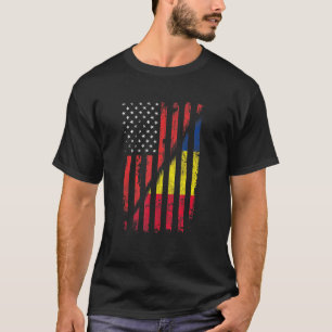 Romanian American Flag Retro Style Usa Romania Fla T-Shirt