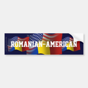 Romanian-American Waving Flag Bumper Sticker