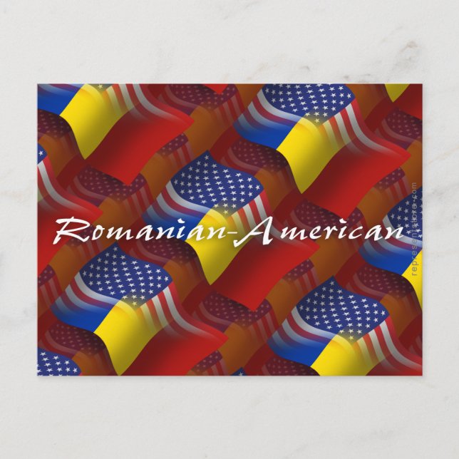Romanian-American Waving Flag Postcard (Front)