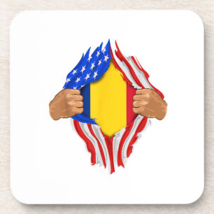 Romanian Blood Inside Me T-Shirt Romania Flag Coaster