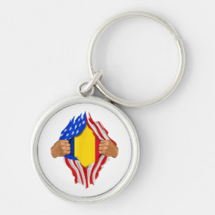 Romanian Blood Inside Me T-Shirt Romania Flag Key Ring