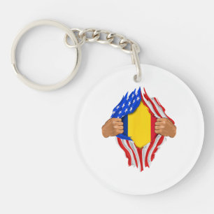 Romanian Blood Inside Me T-Shirt Romania Flag Key Ring