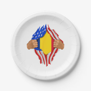 Romanian Blood Inside Me T-Shirt Romania Flag Paper Plate