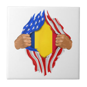Romanian Blood Inside Me T-Shirt  Romania Flag Tile