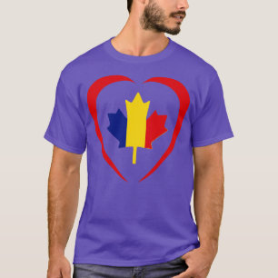 Romanian Canadian Multinational Patriot Flag Heart T-Shirt
