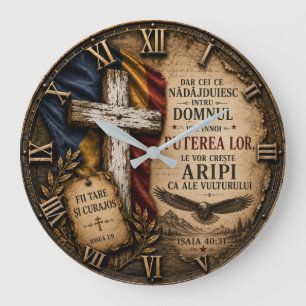 Romanian Christian Isaiah 40:31 Bible Verse Large Clock