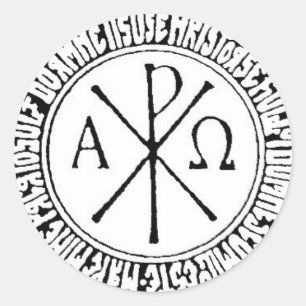 Romanian Christogram with Jesus Prayer Classic Round Sticker