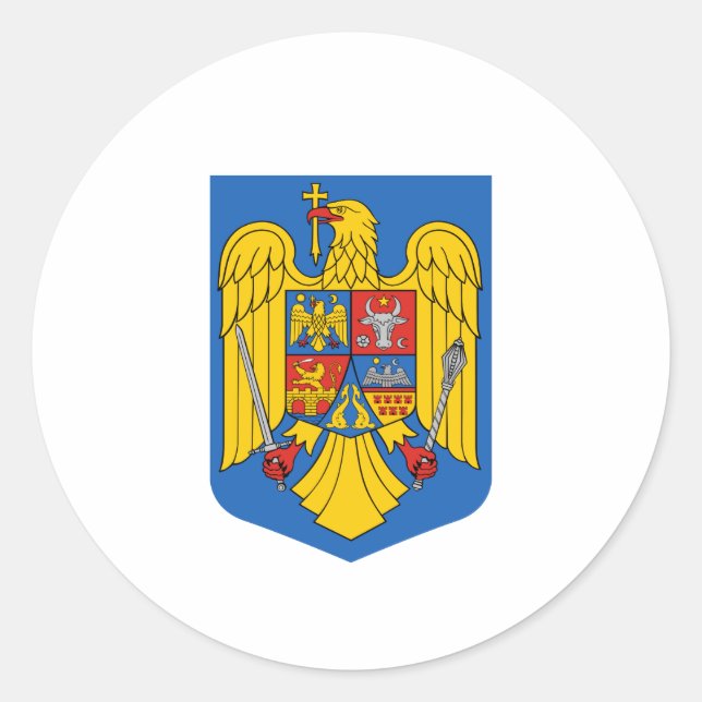 Romanian coat of arms classic round sticker (Front)