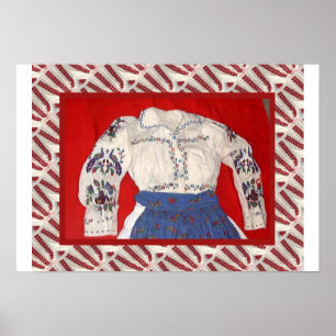Romanian craft, embroidered blouse poster
