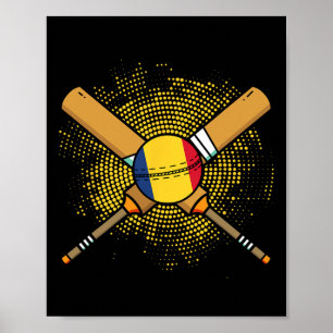Romanian Cricket Racket And Ll Flag Of Romania  Poster