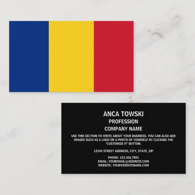 Romanian Flag, Flag of Romania Business Card (Front/Back)