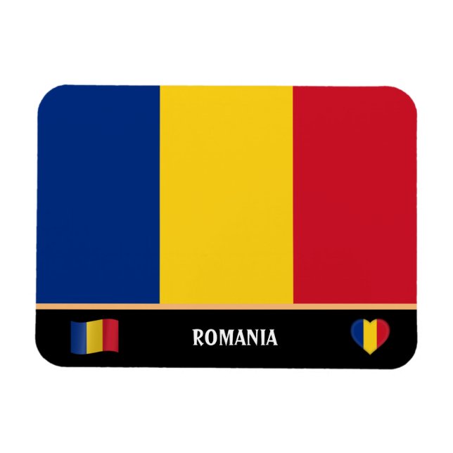Romanian Flag & Romania country travel / Romania Magnet (Horizontal)
