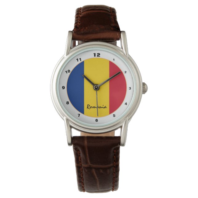 Romanian Flag & Romania trendy fashion /design Watch (Front)