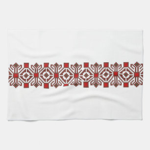 romanian folk costume stitch geometric floral art tea towel