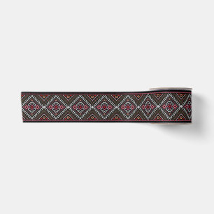 romanian folk motif country symbol floral etnic in satin ribbon