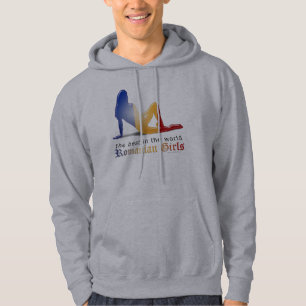 Romanian Girl Silhouette Flag Hoodie