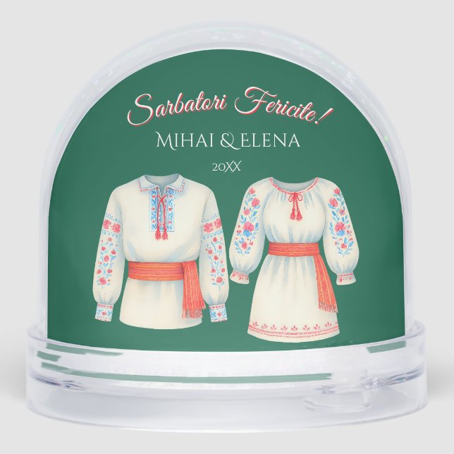  Romanian Heritage Traditions Transylvania Romania Snowglobe (Back)