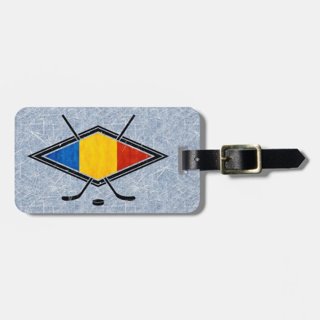Romanian Ice Hockey Luggage Tag Template (Front Horizontal)