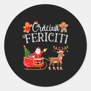 Romanian Merry Christmas Craciun Fericit Classic Round Sticker