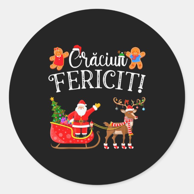 Romanian Merry Christmas Craciun Fericit  Classic Round Sticker (Front)
