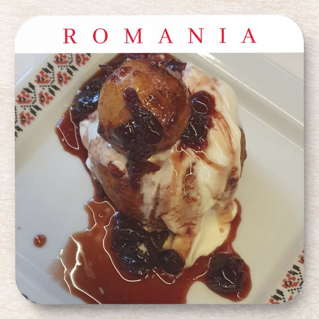 Romanian Papanasi view coasters (Front)