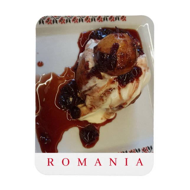 Romanian Papanasi view fridge magnet (Vertical)